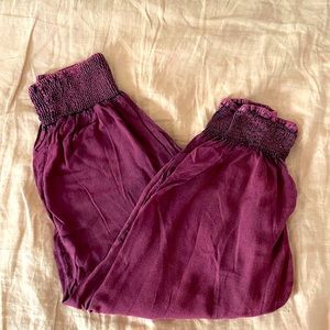 women's burgundy harem pant; onesize